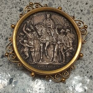 1913 Prussia 2 Mark Silver Coin with Gold-Tone Frame